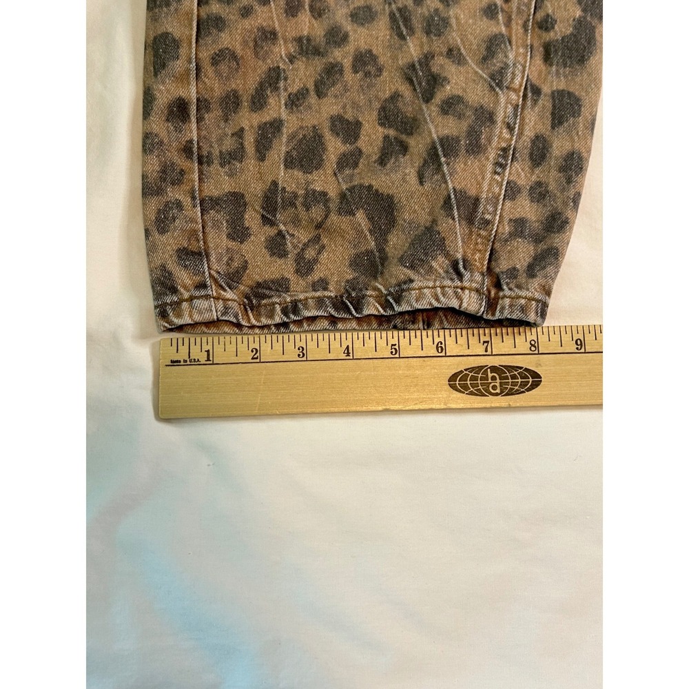 We The Free Good Luck Barrel Jeans Leopard Print Mid Rise Button Fly 26 Brown - Picture 9 of 9